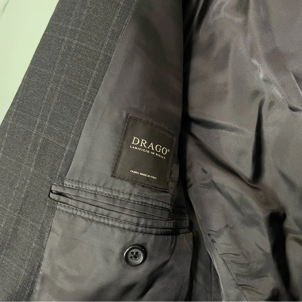 Brooks Brothers 1818 Regent Gray Charcoal Plaid Drago Wool Size 46/40 Suit Set‎